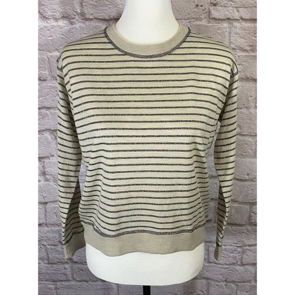J.CREW Sweaters - J Crew XS Merino Wool Metallic Striped Long Sleeve Sweater Stretchy Soft 9102